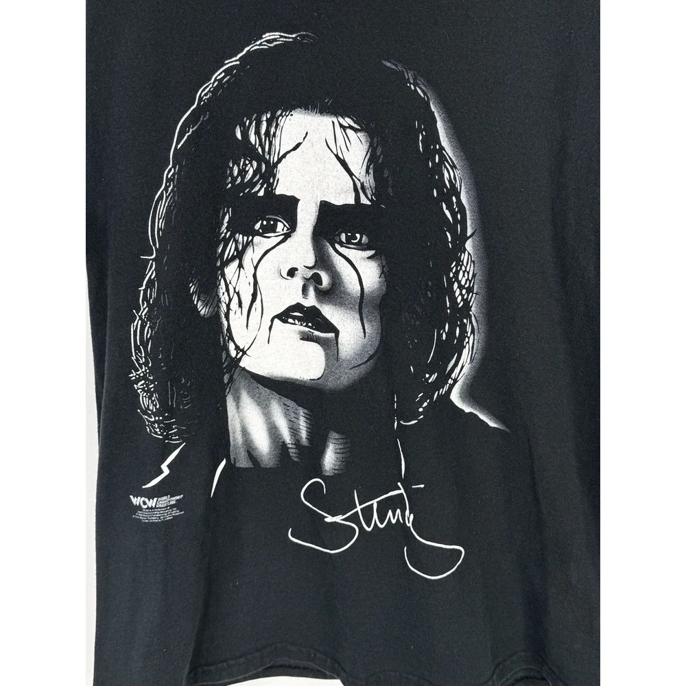 Vintage Men's WCW Sting 90's Black Short Sleeve T-shirt Graphic Size XL - Picture 2 of 14